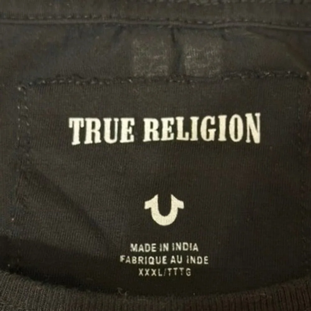 True Religion‎ Mens XXXL Black Long Sleeve Graphic T-Shirt Spine Print Cotton